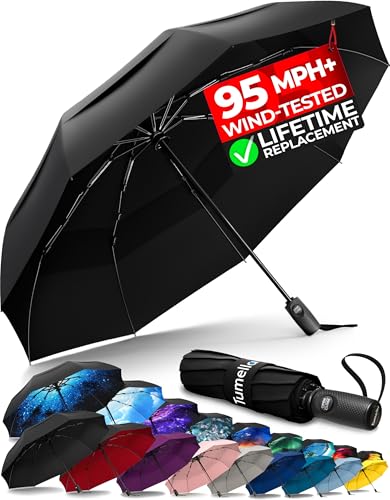 TUMELLA Strongest Windproof Travel Umbrella (Compact, Superior & Beautiful), Small, Wind-Tested,...