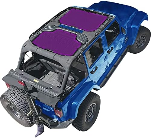 Alien Sunshade Jeep Wrangler JKU (2007-2018) – Front & Rear Mesh Sun Shade for Jeep JK Unlimited - Blocks UV, Wind, Noise - Bikini Jkini Top Cover for Sport, Sport S, Sahara, Rubicon (Purple)