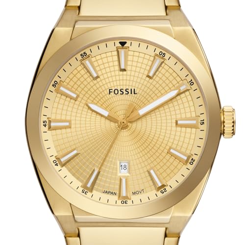 Fossil Men Stainless Steel Everett Analog Gold Dial Watch-Fs5965, Band Color-Gold - Image 4