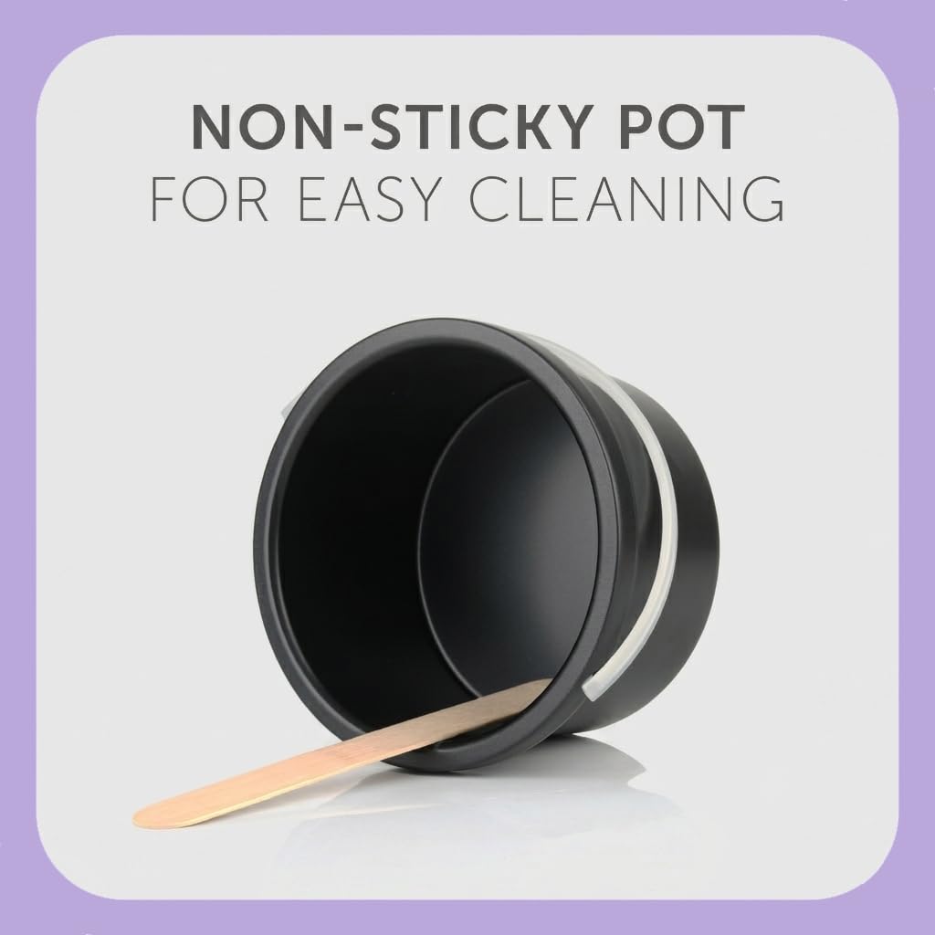 Waxer II LAV Kit Ceretta Brasiliana Professionale | Scaldacera Nero con Pentolino Antiaderente, 400g Perle di Cera alla Lavanda, Spray Pre e Post Epilazione e 20 Spatole