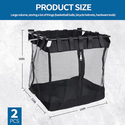 Zjdbset 2Pcs Large Slatwall Baskets Mesh Slatwall Baskets With Zipper Mounted Storage Baskets Hanging Slatwall Accessories For Shops Rooms Storage Display Organizing thumb #1