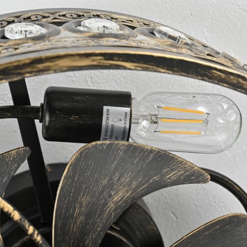 Rjieoc Vintage Crystal Ceiling Fan with Light, Farmhouse Caged Fandelier with Remote Control, Antique Bronze Flush Mount Ceiling Fan Light for Bedroom Living Room Dining Room Kitchen - image 8