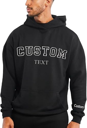 Evamall Custom Text Embroidered Hoodie With Names On Sleeve, Personalized College Letter Embroidery Sweatshirt, Custom Mama Outfit, Dad Shirt, Customized Shirt Design Your Own Multicolor