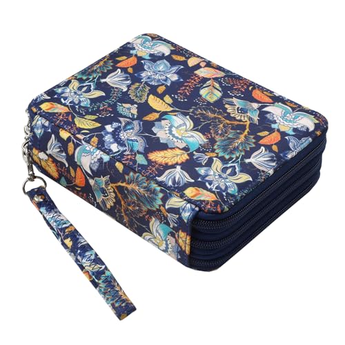 Image of Portable Colored 72 Slots Pencil case Organizer with Printing Pattern for Watercolor Pens, Pencil Case Organizer for Artist
