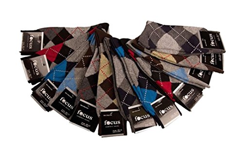 Mens Argyle Dress Socks, Cotton Blend, 12 Pair Color Pattern Variety (12 Pair - Size 9-11)2