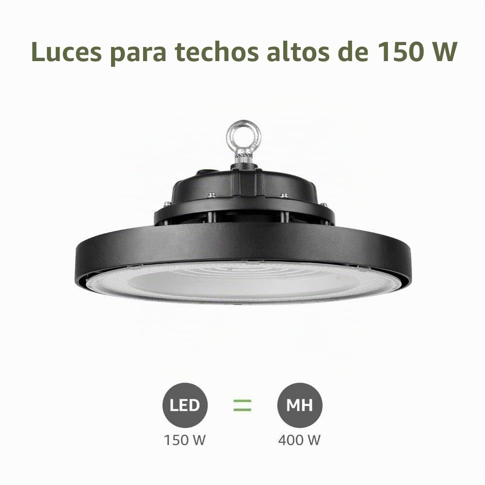 UFO LED High Bay Light de 150 W, 400 W equivalente a metal, 21.000 lúmenes, 4000 K, blanco neutro para almacén, fábrica y garaje, certificado CE y TUV Sud
