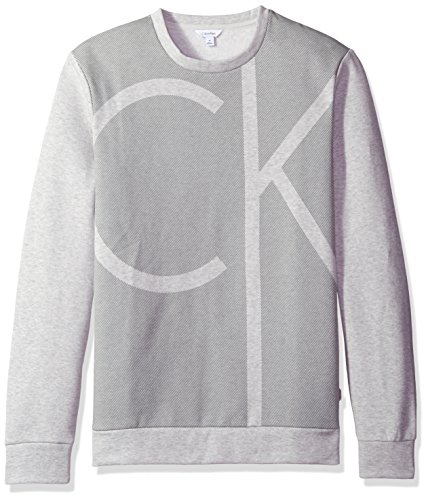 Calvin Klein Men's Long Sleeve Color Block Ck Logo Crew Neck T-Shirt