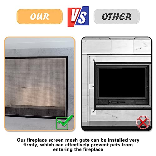 Fireplace Screen Mesh Cover Pvc Fireplace Cover Pet Proof With Hooks And Loops Fireplace Safety Cover For Kids To Prevent Near Idle Fireplace Pet Cover Net For Fireplace To Keep Bugs Out 39×32 #TOP3