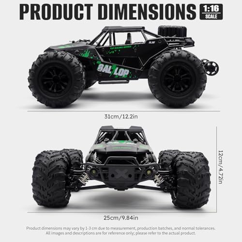 1:16 Scale All Terrain RC Cars, High Speed Fast RC Car Max 45km/h 4WD Electric Vehicle Remote Control Monster Truck with 2 1500mAh Batteries,2.4GHz 4X4 Off-Road RC Drift Car for Kids Boys Adults - Thumbnail 6
