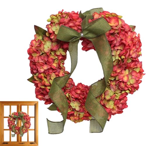 Couronne D'automne - Automne Ortensia, Ghirlanda Porta | Taille Moyenne Avec Feuilles Décoratives Et Fausses Baies, Ghirlanda Saisonnier Pour L'entrée À La Maison De Thanksgiving Christmas Automne Hiv