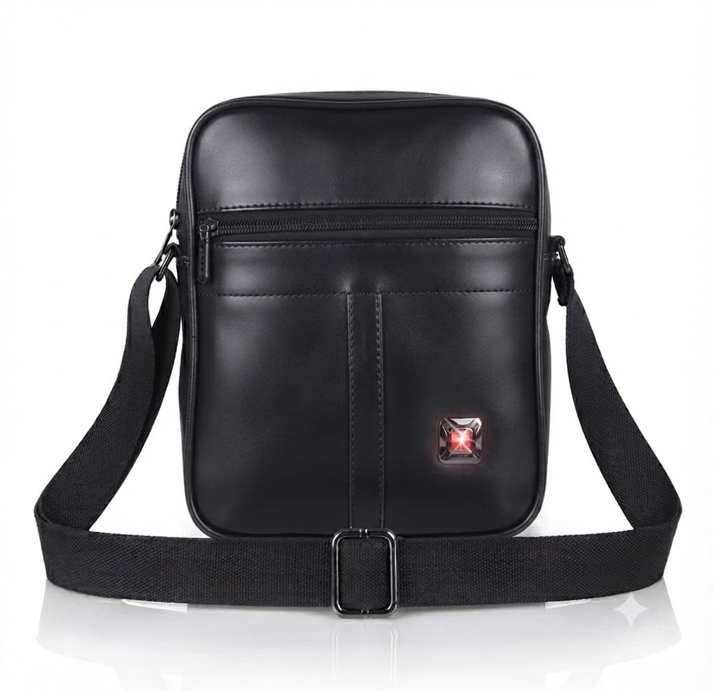Black Leather-Look Sling Bag for Men-picture-39