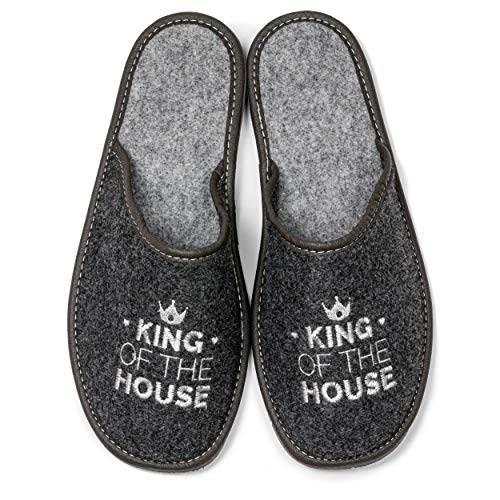 Nowo Pantofole da uomo in feltro, grigie, chiuse