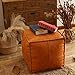 Pufa Ottoman podnóżek, ręcznie robiony marokański podnóżek stołek Vintage Poffe Faux Leather wygodna poduszka podłogowa Boho do salonu-pomarańczowy 45x45 cm (18x18 cali) pomarańczowy45x45 cm