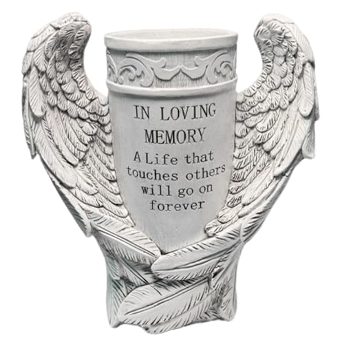 Decorazioni per tombe per cimitero, Vasi per tombe, Vasi ad ala d'angelo con decorazioni in resina a punta Statue da giardino impermeabili Funerale commemorativo per uso quotidiano