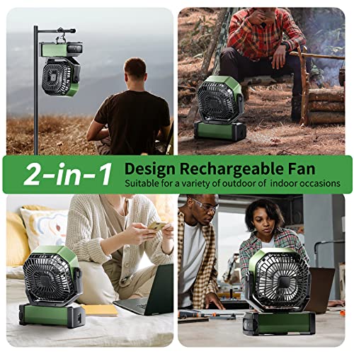Camping Fan With Led Light,20000Mah Rechargeable Battery Powered Outdoor Tent Fan With Remote,Light And Hook,Personal Usb Desk Fan For Camping/Fishing/Power Outage/Hurricane/Worksite #TOP6