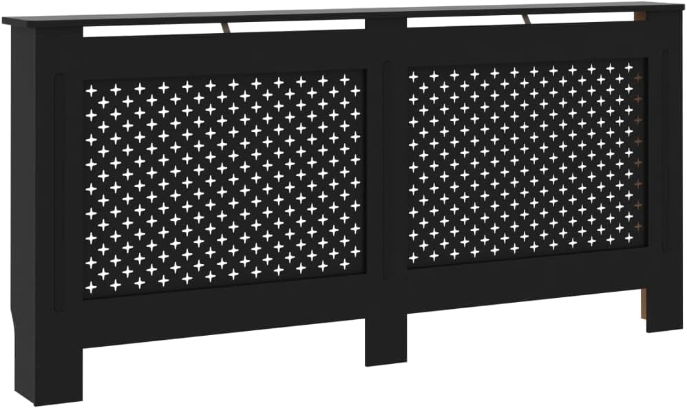 vidaXL Radiator Cover Heater Heating Accessory Cover Storage Shelf Organizer Living Room Home Decor Office Interior Black 67.7" MDF