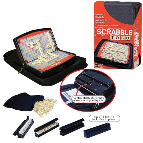 Winning Moves Games Scrabble to Go USA, a Travel Version of The World's Favorite Word Game, for 2 to 4 Players, Ages 8+ (1202), Black,red - Image 2