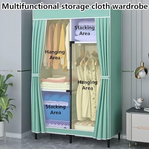 Rangement placard gain de place : armoire portable verte 170cm - 3