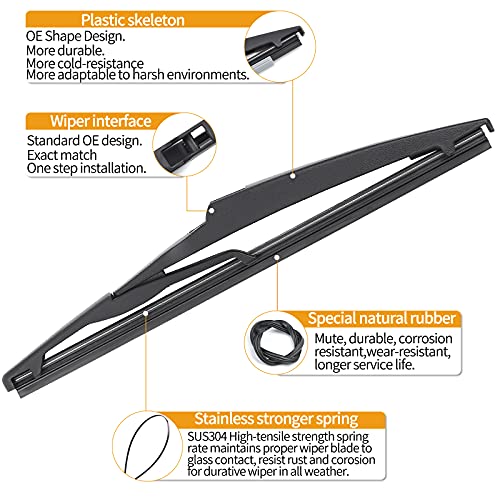 Rear Wiper Blade, 85242-12090 Compatible With Toyota Rav4 2000-2012, Toyota Highlander 2001-2019 Mikkuppa New Back Windshield Wiper Blade, All Season Natural Rubber Cleaning Window #TOP1