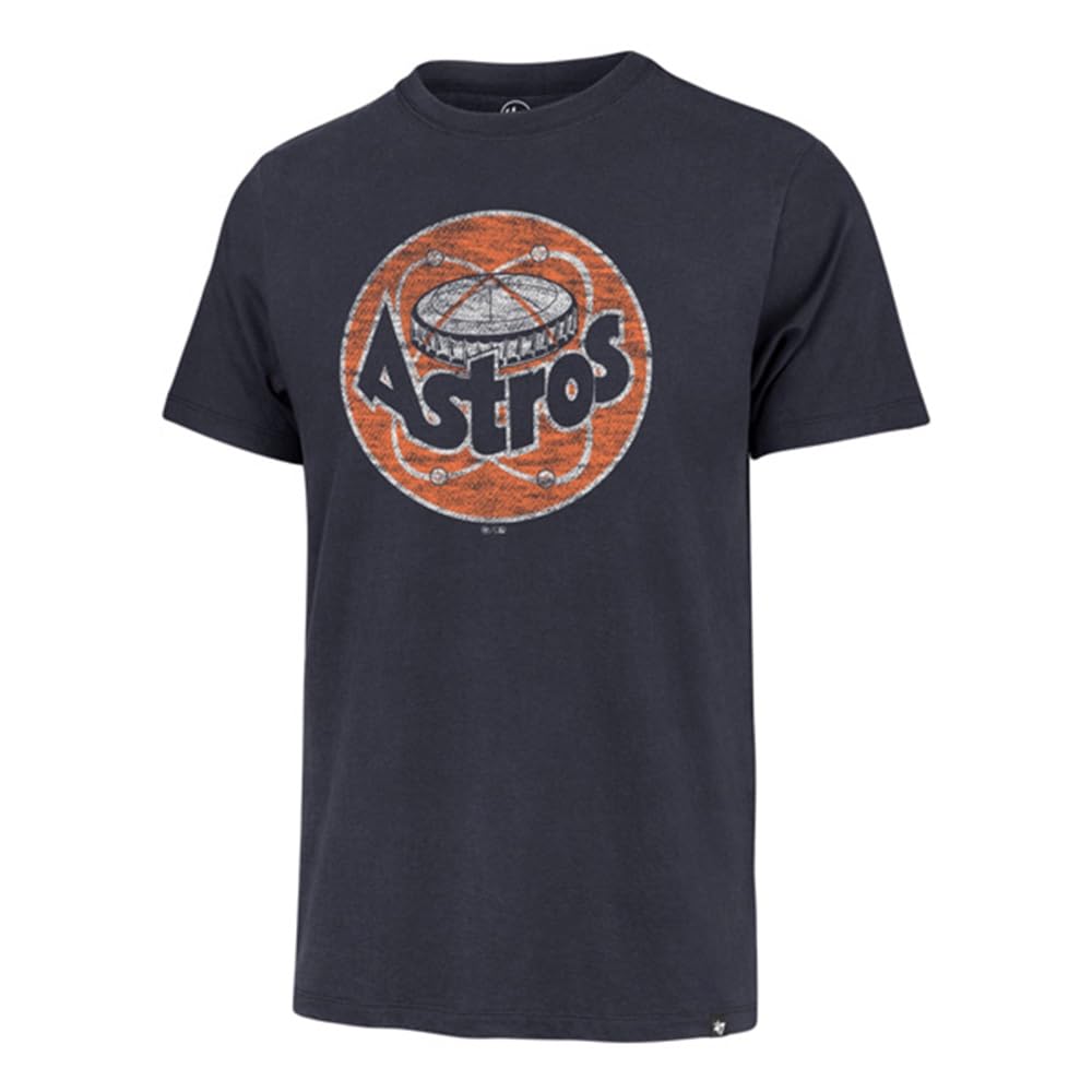 47 MLB Men's Official Distressed Cooperstown Primary Logo Premier Franklin T-Shirt, Houston Astros - Navy, Medium