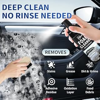 POLIXEL Car Interior Foam Cleaner - Powerful Waterless Carpet Upholstery & Seat Stain Remover for Leather, Fabric, Vinyl - Auto Detailing Spray with Brush Safe for All Cars - 5oz / 150ml