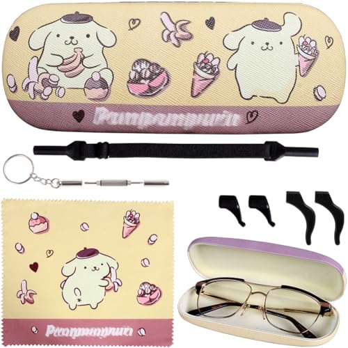 Image of ADBGV Cute Stylish Hard Shell Eyeglasses Cases Protective Case Storage Box With Glasses Cloth Eyeglass Strap for Girl Teen