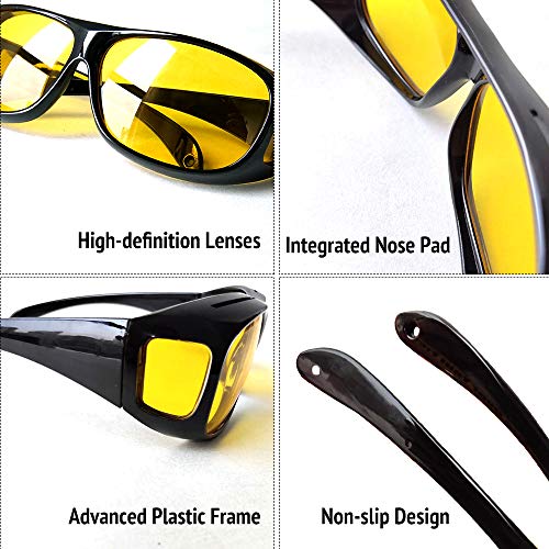 OTRIEK Night Vision Glasses for Driving, Yellow Wrap-Around Sunglasses, Anti-Glare Night Driving Glasses for Women, HD Polarized Lenses, Medium2
