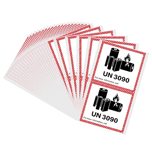 HYBSK 50PCS 4.7" x 4.3" Lithium Ion Battery Transport Caution Warning Labels for Shipping (UN3090)
