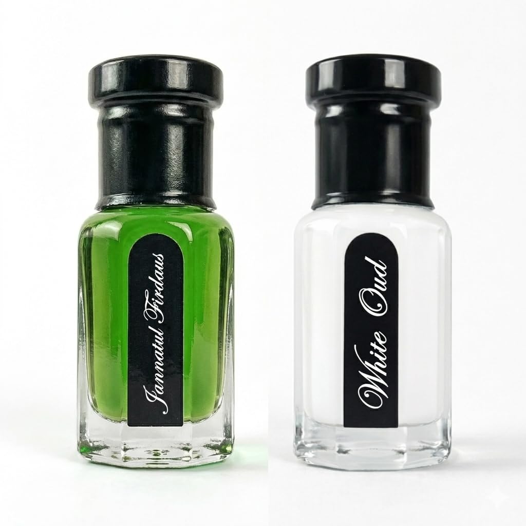 Attar Perfume for Men Women Long Lasting | Original Attar Perfume Oil | White Oud Jannatul Firdaus Itra Notes | Ittar Gift Set Combo Pack of 2×6ml Non Alcoholic Roll On Itar-image-10