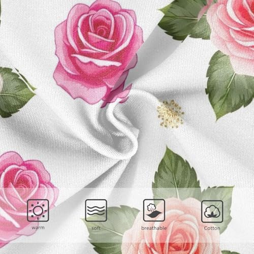 Peach Roses Green Leaves White Toddler Underwear Girls, Cotton Underwear Girls, 2T–8 Years3