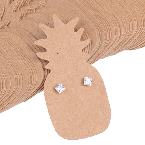 Ultnice 200 Pcs Kraft Paper Earring Display Tag Pineapple Pattern Ear Stud Display Cards Holders #TOP5