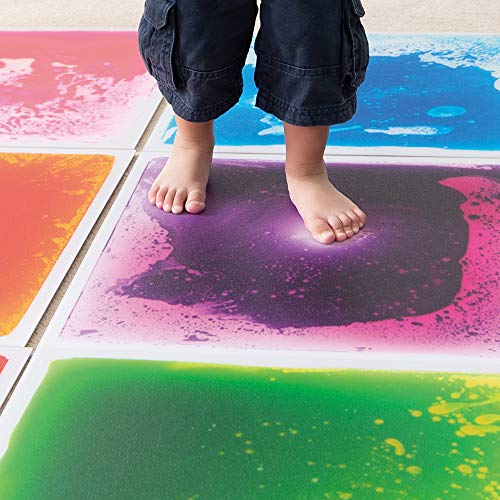 Crystiles 12 Inch X 12 Inch (30cm X 30cm) Colorful Liquid Floor Tile Mat for Kids, Pink