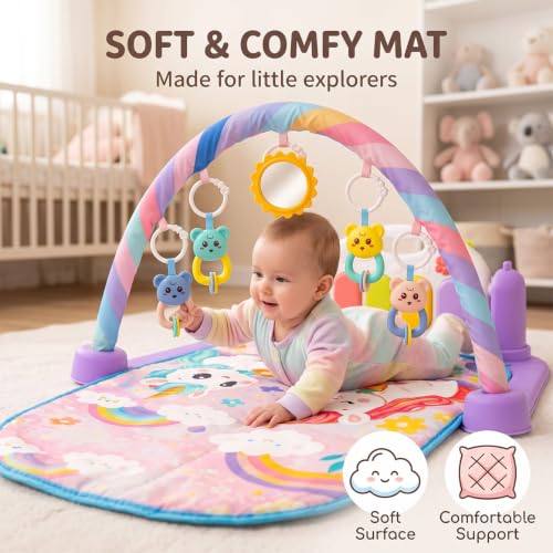 Image of StarAndDaisy Baby Play Gym with Musical Piano, Hanging Toys & Soft Play Mat, Infant Activity Gym for Tummy Time, Sensory Play & Early Learning, Baby Gym for 0-24 Months