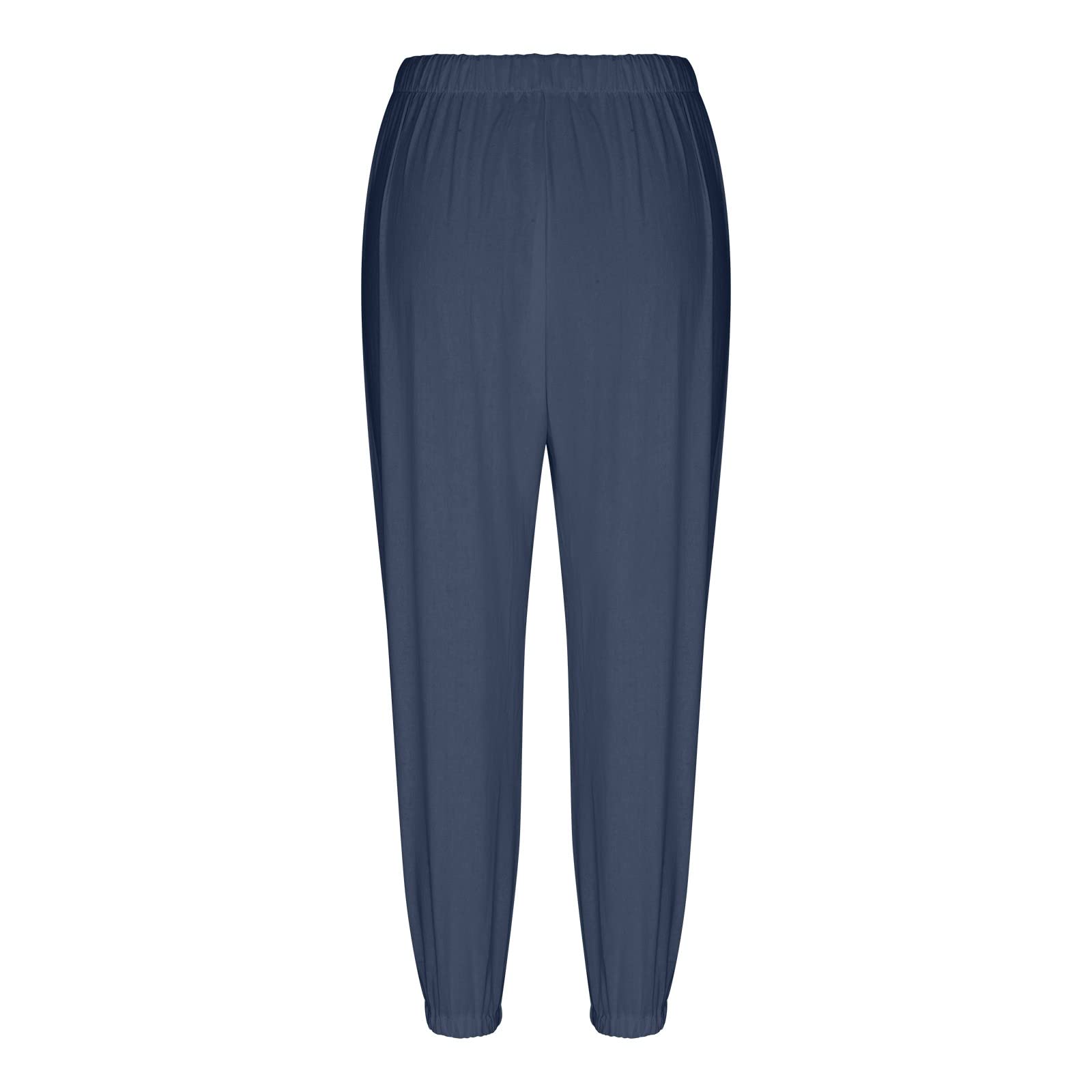 SKTIISN Leinenhose Damen Summer Bequeme Hose Leinenhose Blaue Satin Shose Klettverschluss Straight Bein Lange Hosen Stoffhose Leinenhose Damen Baumwollhose Pluderhose