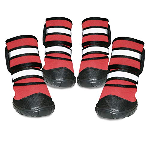 URBEST Dog Shoes, Waterproof Dog Boots, with Warm Inner Lining, Reflective Durable Nonslip Rubber Sole, Cotton Paw Protector for Snow Winter for Medium and Large Dogs (M, Red)