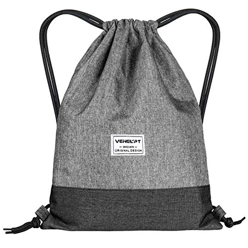 MDCEO Mochilas de Cuerdas Gris Unisex Casual Cordón Impermeable Gimnasio Deporte Ligero