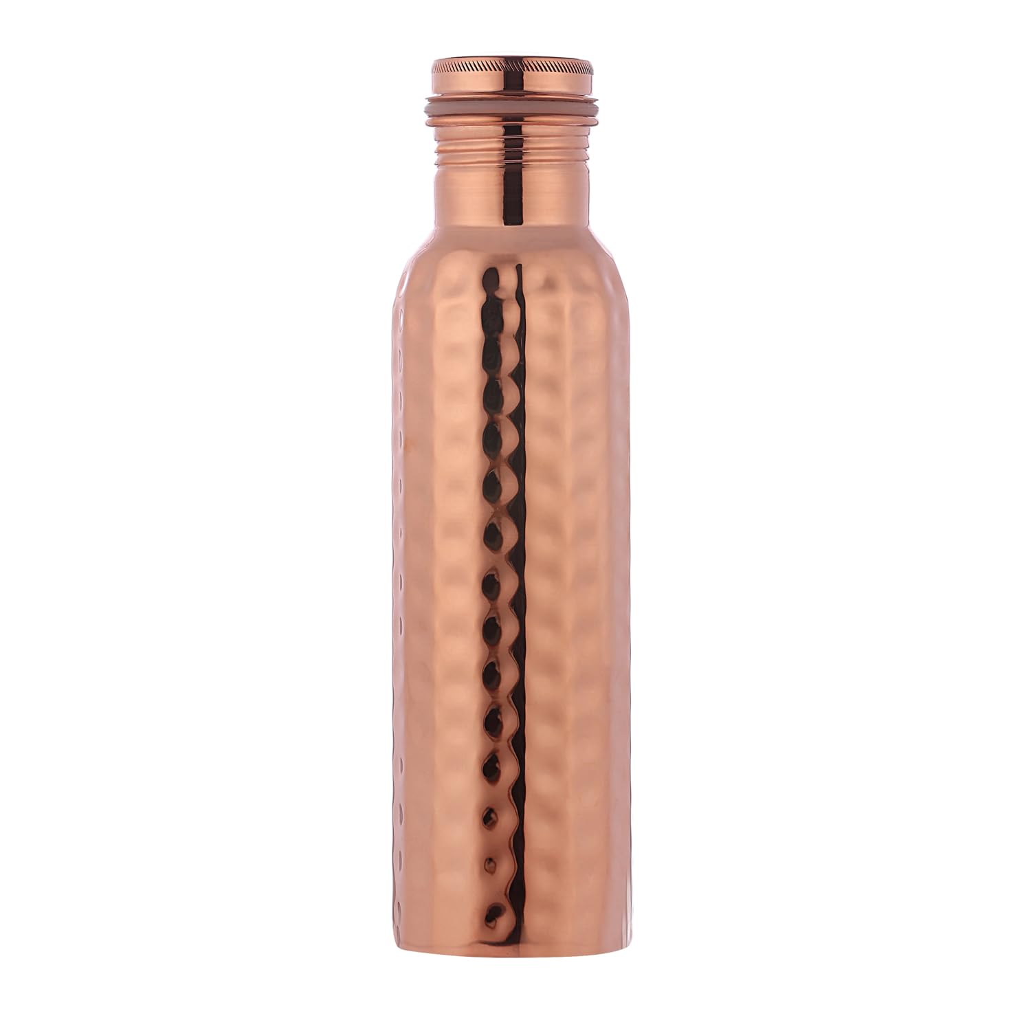 ANCIENTIMPEX Pure Copper Hammered Water Bottle – 600 Ml (20.28 FL Oz) Leak-proof Seamless Copper Bottle for Ayurveda Health, Detox & Daily Hydration