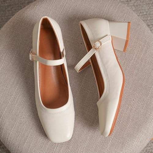 Hee grand Mary Jane Heels for Women Square Toe Low Heel Dress Shoes Comfortable Chunky Block Office Pumps2