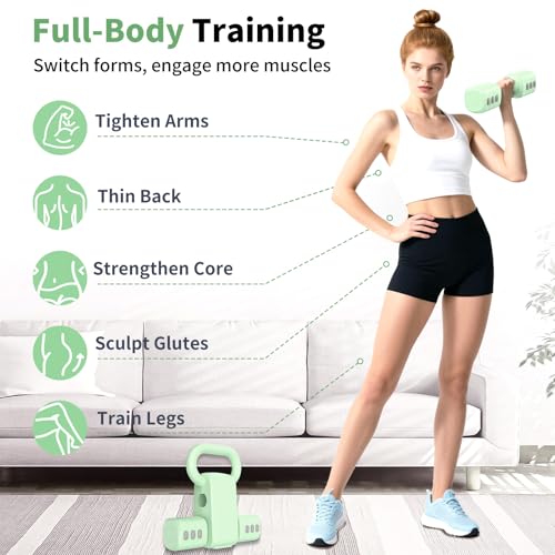 Image of Hezeyferg 2-in-1 Adjustable Dumbbells Set, 4 Levels Weight Dumbbells Set for Women Men, Each 2.2 /3.3 /4.4 /5.5lb Hand Weights with Kettlebell Form for Home Gym Exercise Training