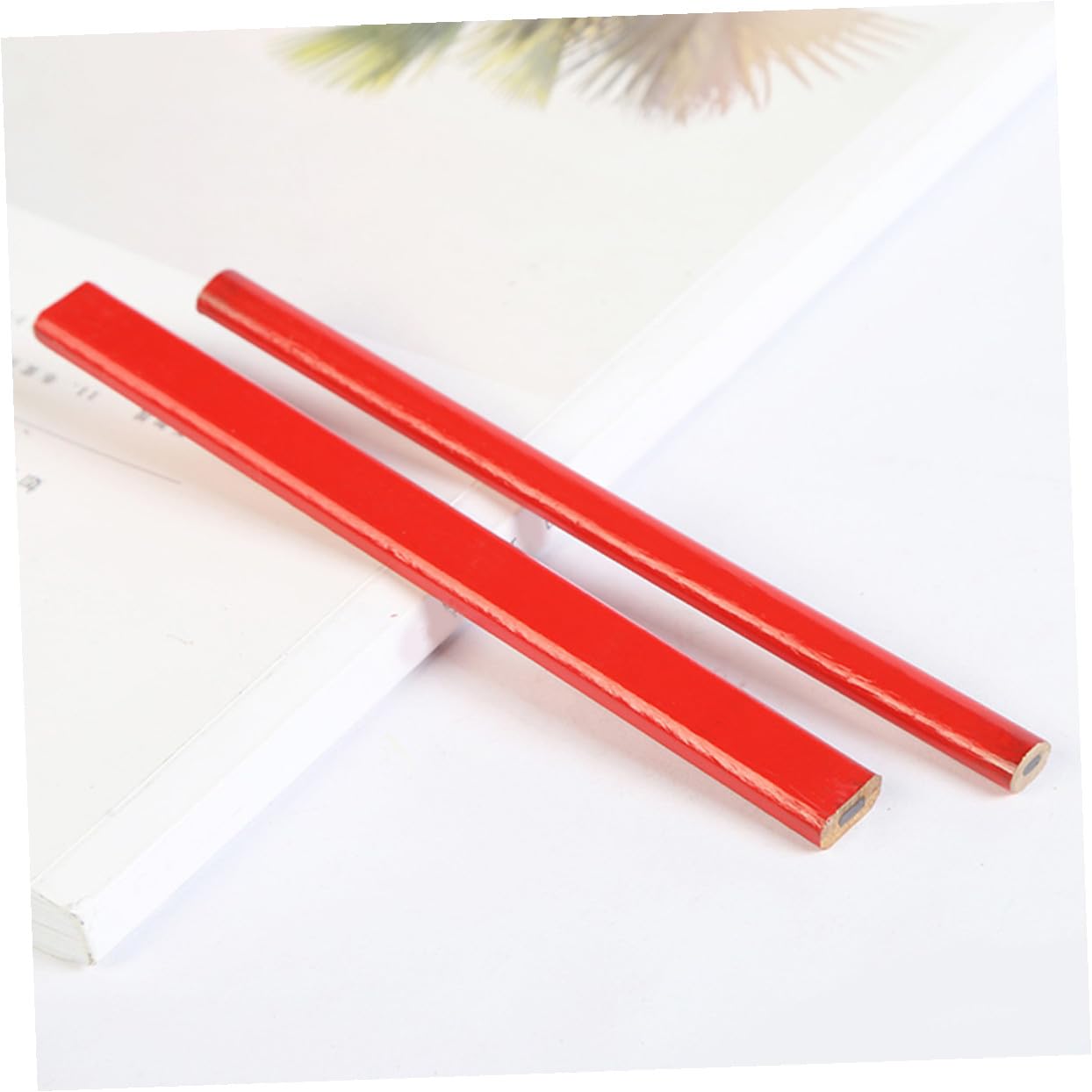 Ciieeo 72 Crayons de Charpentier Plats en Bois Rouge Octogonaux