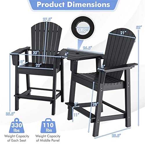 Jydqm 2 Piece High Chair Barstool Connecting Tray Patio Feet Black #TOP1