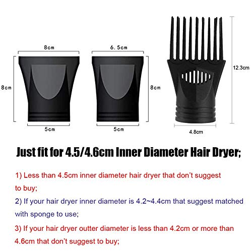 3 PCS/Set Non-Universal Professional Plastic Hair Dryer Diffuser Attachment Hair Dryer Nozzle Comb Concentrator Replacement Hairdressing Tool Fit for Outer Dia 4.5~4.6cm - Image 3