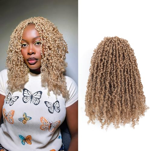 Yanky Twist Crochet Hair - (8+10+12 inch)*3,Total 9 packs,Honey Blonde,Pre-Looped Yankee Twist Mini Passion Twist,Pre-Twisted Micro Spring Twist,Boho Senegalese Twist Crochet Hair with Curly Ends(27#)