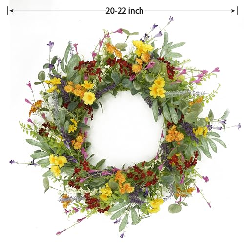 Artificial-Spring-Summer-Wreath-for-Front-Door-Yellow-Daisy-Wreath-with-Olive-LeafEucalyptus-Leaves-for-Front-Door-Indoor-Outdoor-Wall-Porch-Farmhouse-Home-Decor Artificial Spring Summer Wreath for Front Door Yellow Daisy Wreath with Olive LeafEucalyptus Leaves for Front Door Indoor Outdoor Wall Porch Farmhouse Home Decor