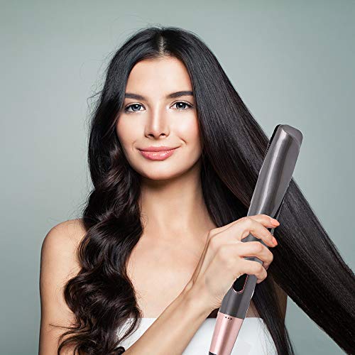 Hair straightener & Curler 2 in 1, Tourmaline Ceramic Twisted Straightening Flat Iron with Adjustable Temperature, LCD Display & Auto Shut-Off