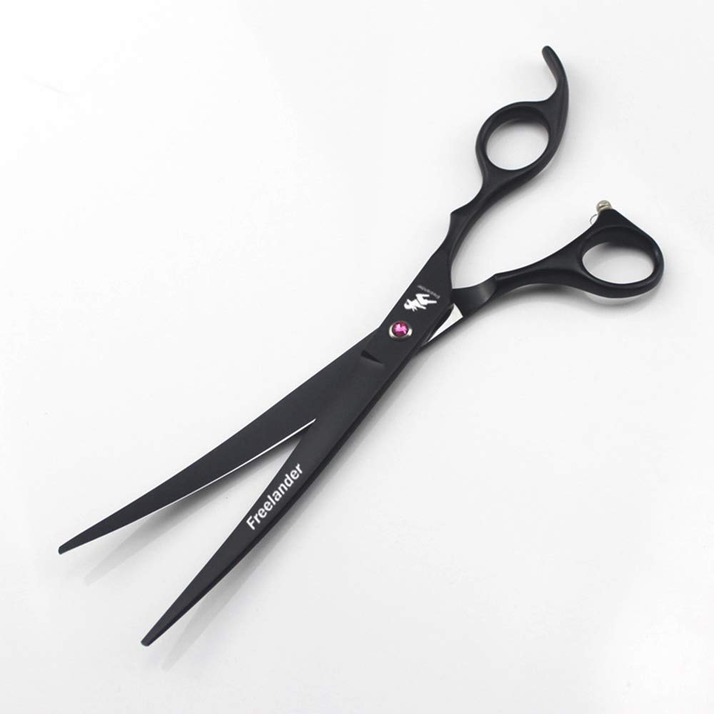 Freelander - Kit de tijeras para el cuidado de mascotas de 8.0 in, color negro, para perros o gatos, con tijeras de corte, tijeras de adelgazamiento, tijeras curvas, peine de aseo