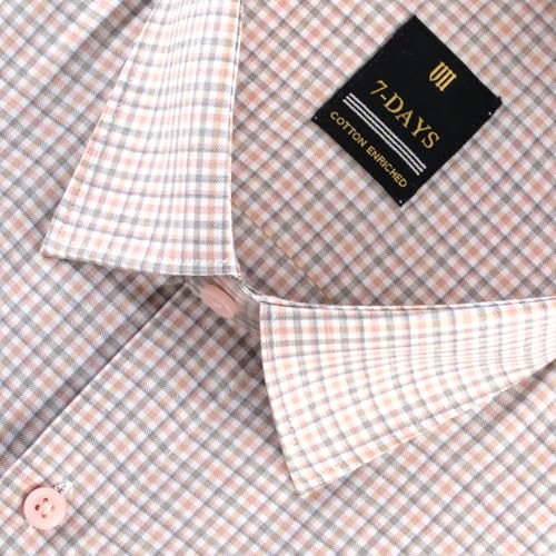 Image of 7-DAYS Men's Premium Checks Formal Shirt - Cotton Rich, Regular Fit, Full Sleeve, with Pocket, Wrinkle Resistant - Stylish Office & Everyday Wear.