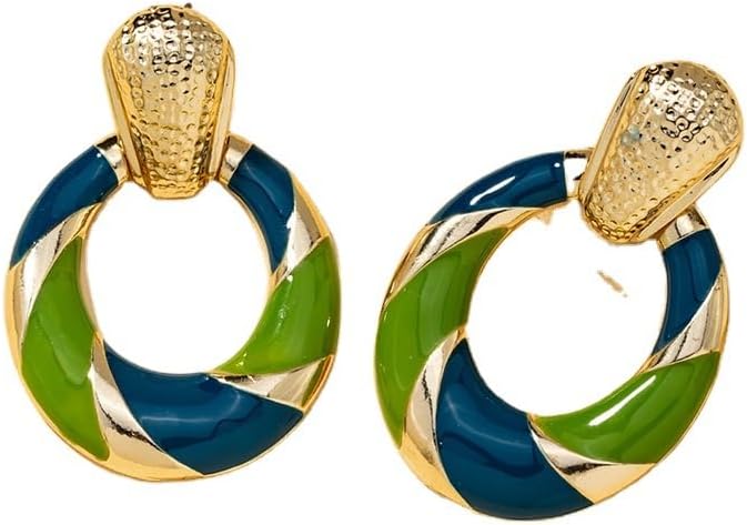 Geometric Enamel Color Block Hoop Earrings For Women Statement Round Dangle Drop Chunky Resin Circle Lightweight Black White Blue Green Geometric Enamel Color Block Hoop Earrings For Women Statement Round Dangle Drop Chunky Resin Circle Lightweight Black White Blue Green - Chic Navy and Sage Green Outfit Idea | Sophisticated Winter Fashion Inspiration