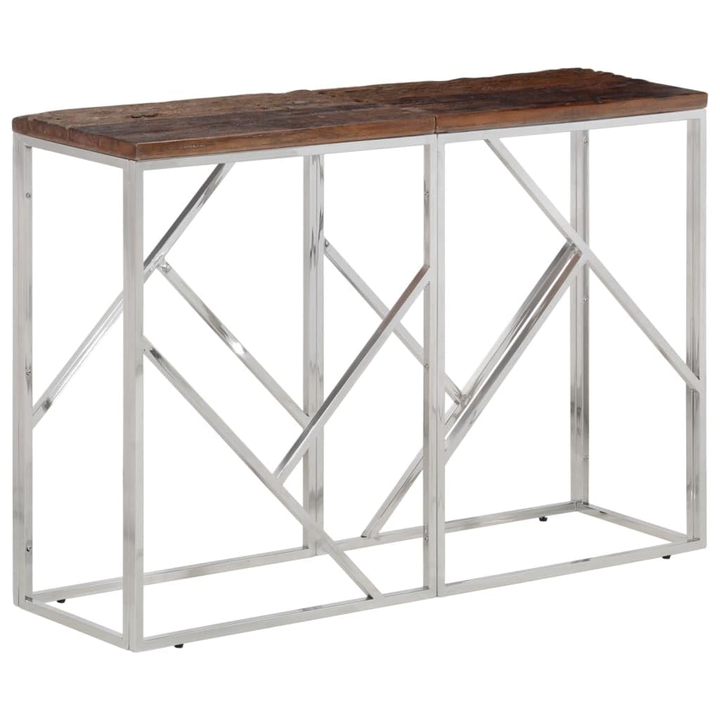Consola de acero inoxidable fácil de limpiar mesa auxiliar moderna de madera maciza para salón