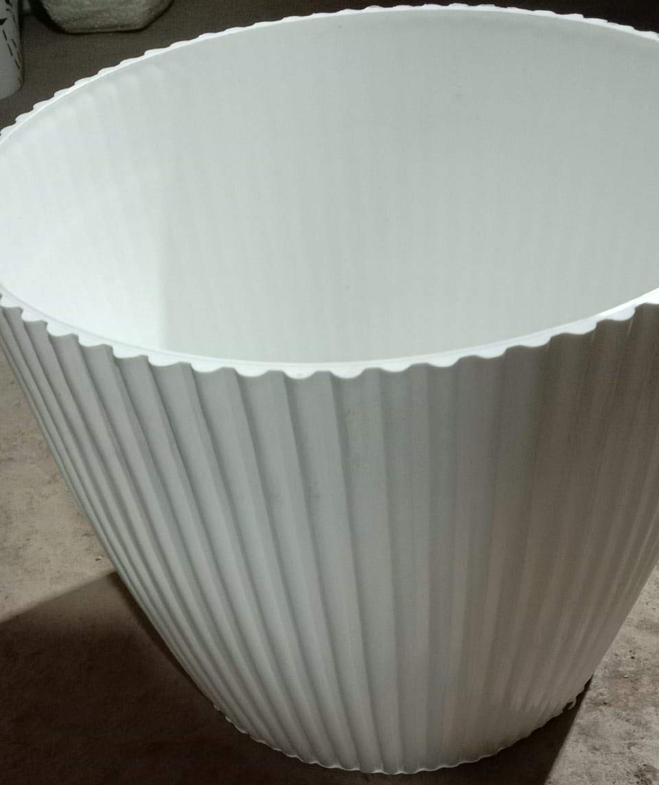 Pankaj Nursery Plastic Round Mega Indoor and Outdoor Pot | Color : White | Pack of 2 (11 Inches)